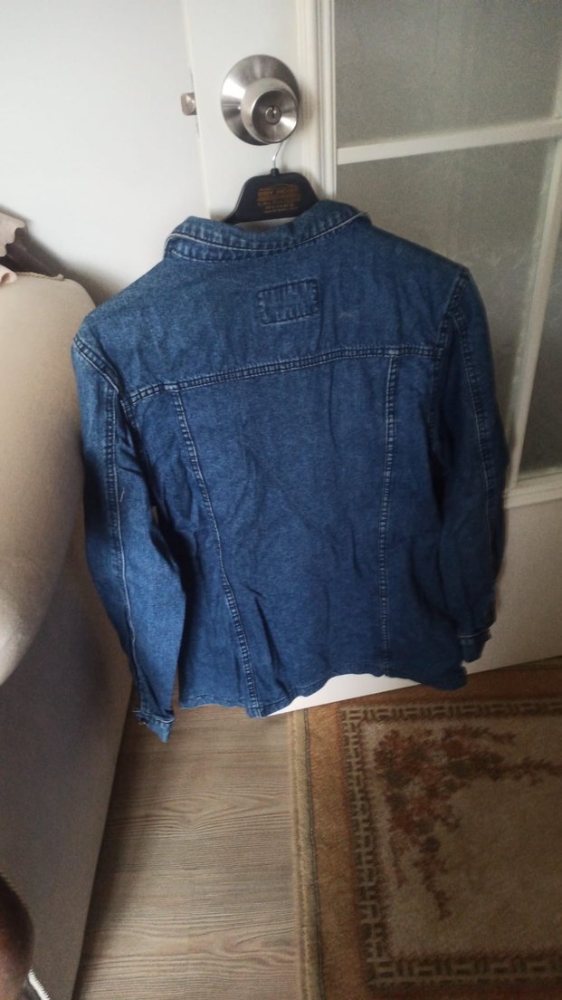 Düğmeli Lacivert Kadın Denim Ceket - Görsel 3