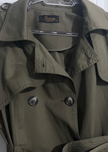 Koyu yeşil Kemerli Uzun Kadın Trençkot - Görsel 6