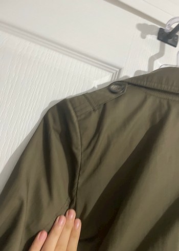 Koyu yeşil Kemerli Uzun Kadın Trençkot - Görsel 7