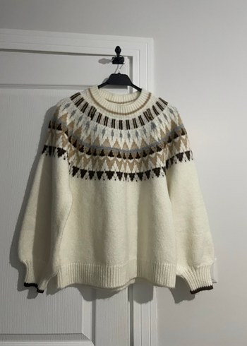 Nakışlı Bohem Örgü Kadın Kazak - Görsel 2