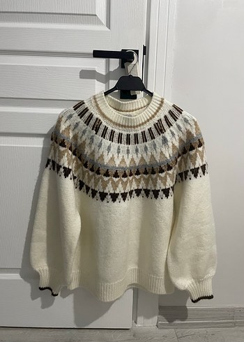 Nakışlı Bohem Örgü Kadın Kazak - Görsel 4