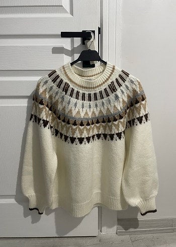 Nakışlı Bohem Örgü Kadın Kazak - Görsel 3