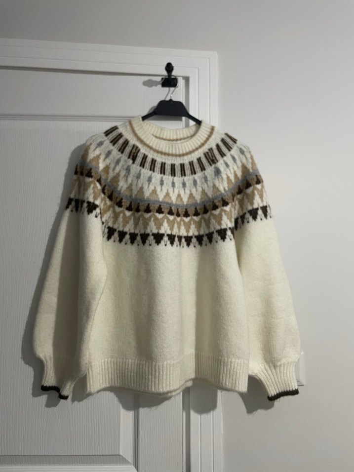 Nakışlı Bohem Örgü Kadın Kazak - Görsel 2