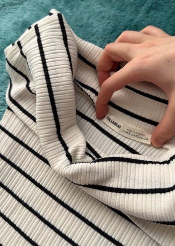 Çizgili Uzun Kollu Kadın Triko Elbise - Görsel 4