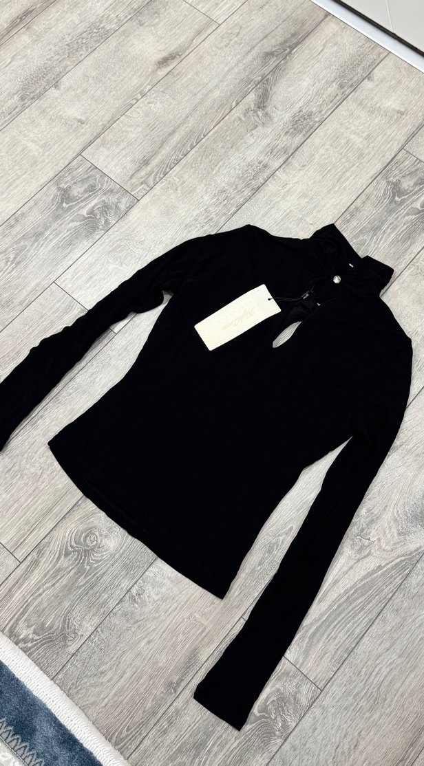 Uzun Kollu Siyah Yüksek Yakalı Kadın Kazak - Görsel 2