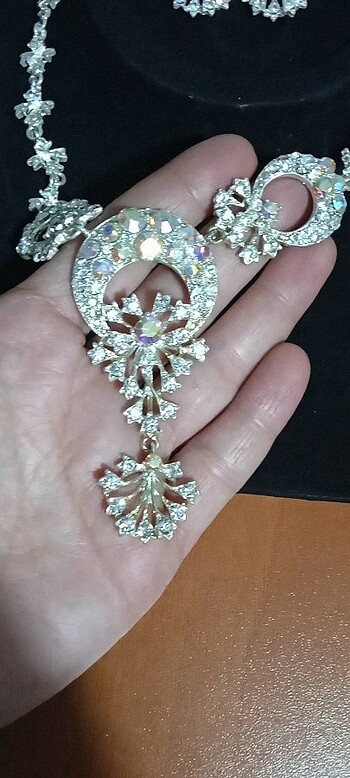 Tasli kolye ve  küpe set - Görsel 2