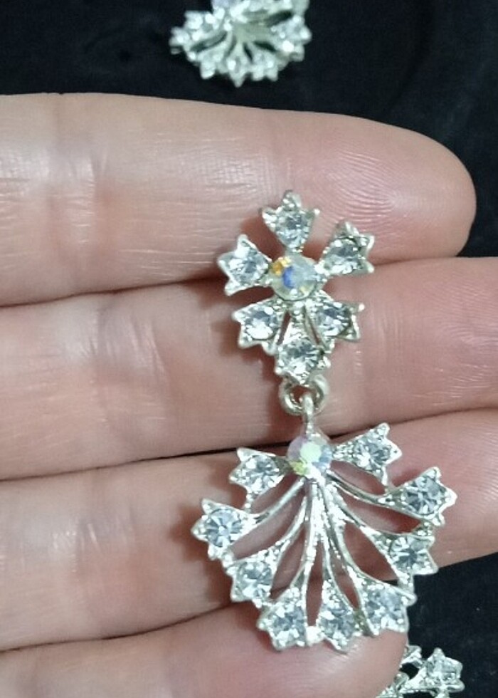 Tasli kolye ve  küpe set - Görsel 3