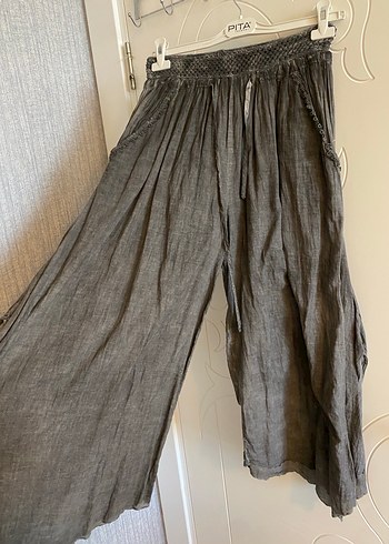 Zara Füme transparan keten pantolon etek