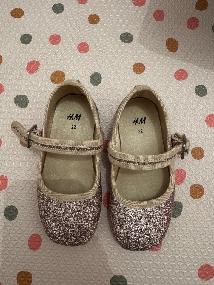 H&M Kız Çocuk Simli Bej Babet - Görsel 5