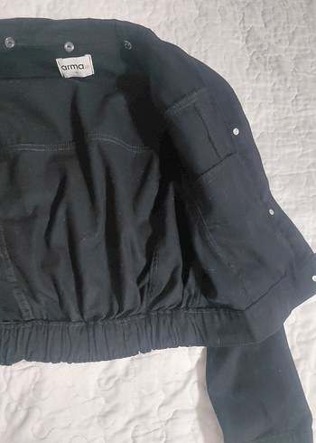 Siyah Kadın Denim Ceket Düğmeli - Görsel 2