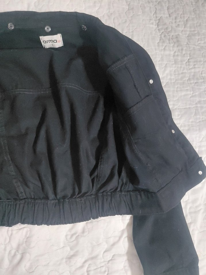 Siyah Kadın Denim Ceket Düğmeli - Görsel 2