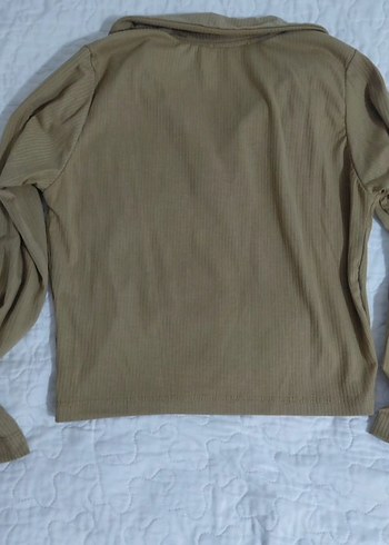 Bej V Yakalı Uzun Kollu Kadın Bluz - Görsel 2