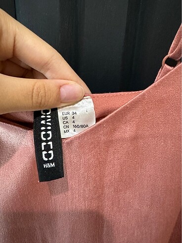 xs Beden HM pudra pembe saten mini elbise