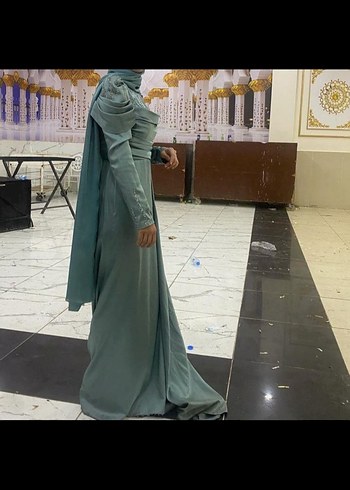 Uzun Kollu Drapeli Abiye Elbise - Görsel 2