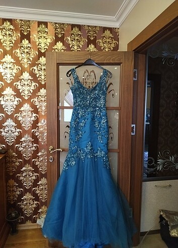 Mavi her yeri işlemeli altı t?l özel dikim tuvalet 36 beden  - Görsel 4