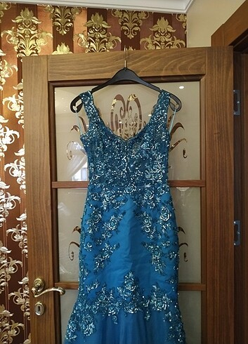 Mavi her yeri işlemeli altı t?l özel dikim tuvalet 36 beden  - Görsel 5