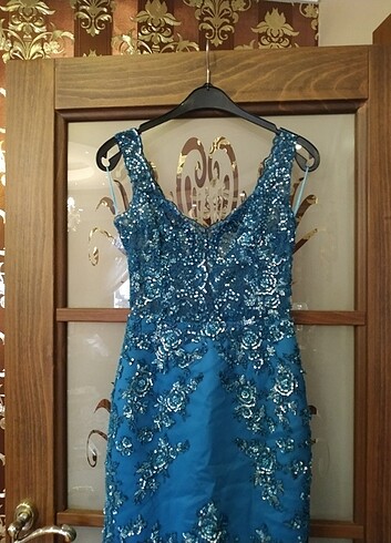 Mavi her yeri işlemeli altı t?l özel dikim tuvalet 36 beden  - Görsel 6