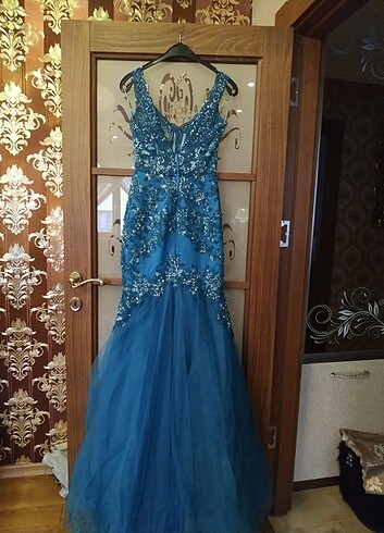 Mavi her yeri işlemeli altı t?l özel dikim tuvalet 36 beden  - Görsel 12