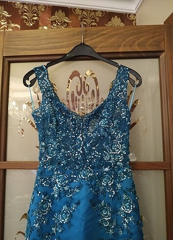 Mavi her yeri işlemeli altı t?l özel dikim tuvalet 36 beden  - Görsel 16