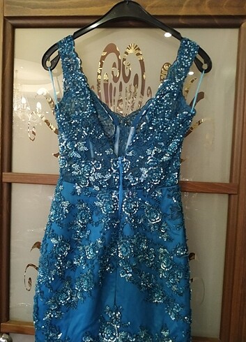 Mavi her yeri işlemeli altı t?l özel dikim tuvalet 36 beden  - Görsel 19