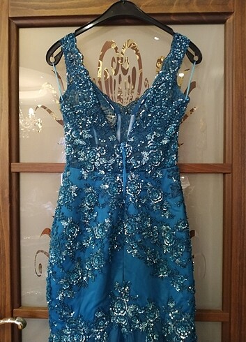 Mavi her yeri işlemeli altı t?l özel dikim tuvalet 36 beden  - Görsel 20