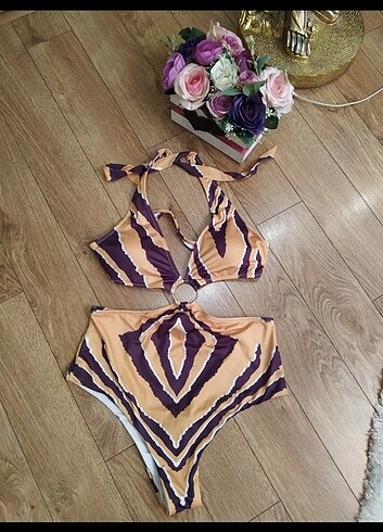 Sarılı kahveli mayokini 40 beden 0 dır - Görsel 7