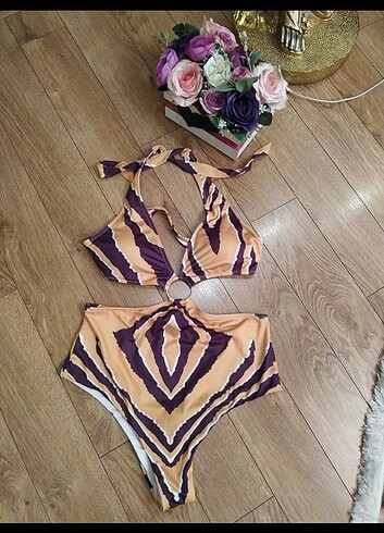 Sarılı kahveli mayokini 40 beden 0 dır - Görsel 5