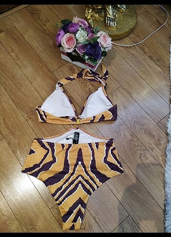 Sarılı kahveli mayokini 40 beden 0 dır - Görsel 10