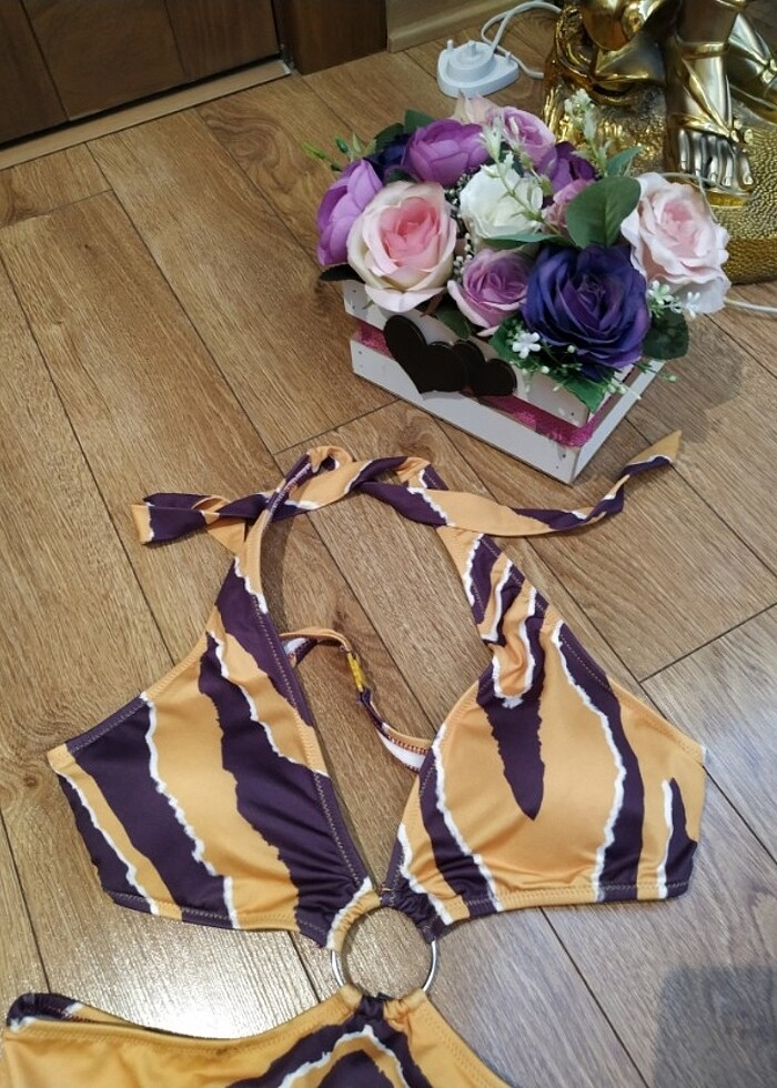 Sarılı kahveli mayokini 40 beden 0 dır - Görsel 4