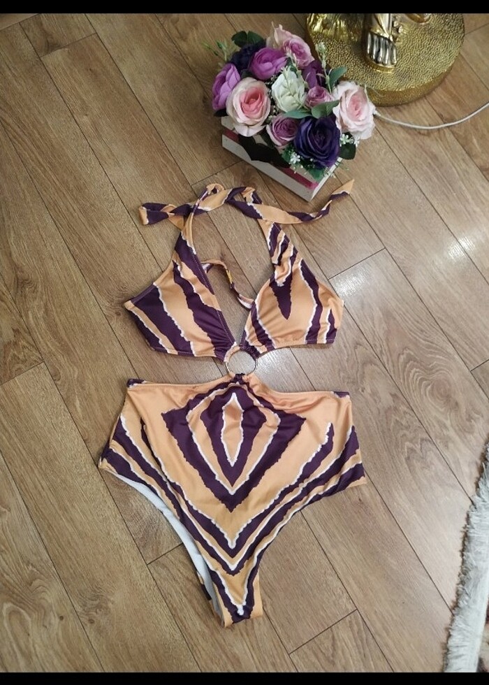 Sarılı kahveli mayokini 40 beden 0 dır - Görsel 2