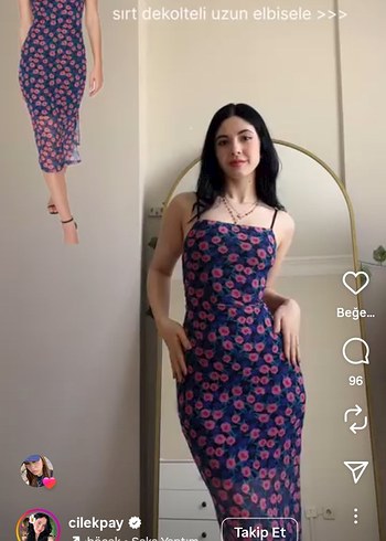 çicekli sırt dekolteli elbise