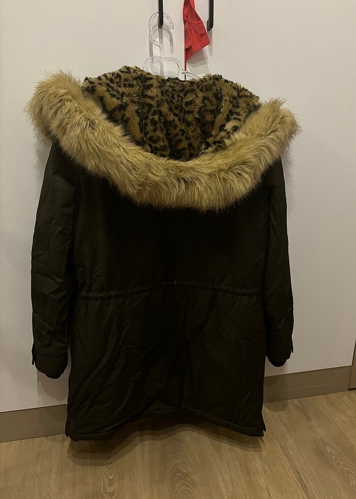 Zara kalın leopar kürklü parka - Görsel 4