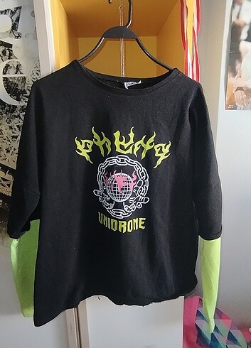 m Beden yeşil Renk Gotik M beden kapsonsuz sweatshirt 