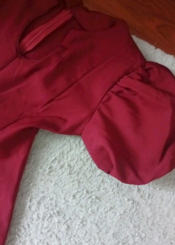 Bordo V Yakalı Midi Bohem Kadın Elbise - Görsel 3