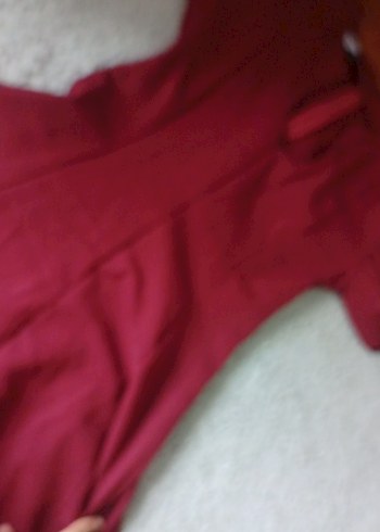 Bordo V Yakalı Midi Bohem Kadın Elbise - Görsel 4