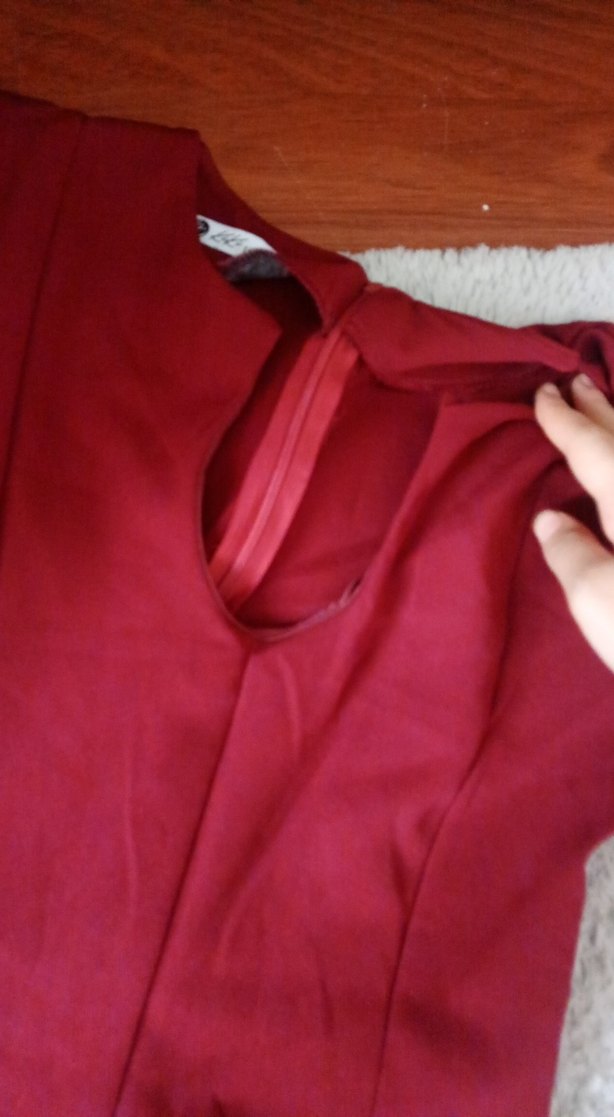 Bordo V Yakalı Midi Bohem Kadın Elbise - Görsel 5