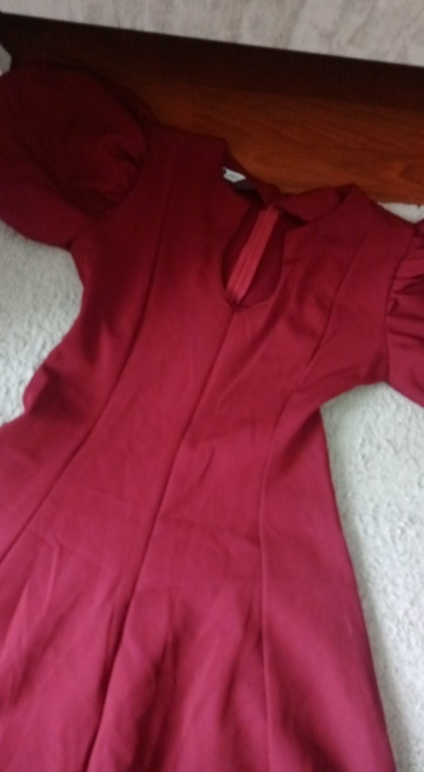 Bordo V Yakalı Midi Bohem Kadın Elbise - Görsel 2