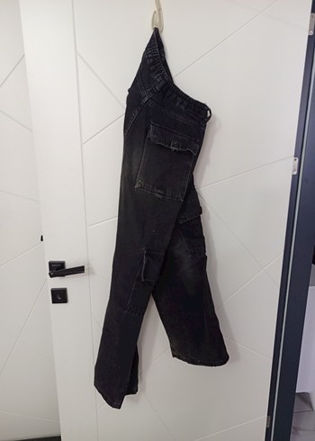 26 Beden Siyah Loose Fit Midi Kot Pantolon