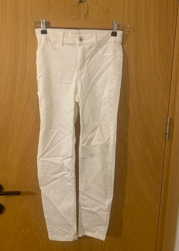 Beyaz Kadın Kumaş Pantolon Midi Boy