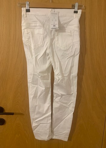 s Beden beyaz Renk Beyaz Kadın Kumaş Pantolon Midi Boy