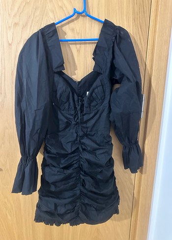 NAIA MARKA Siyah Drapeli V Yaka Mini Elbise - Görsel 3