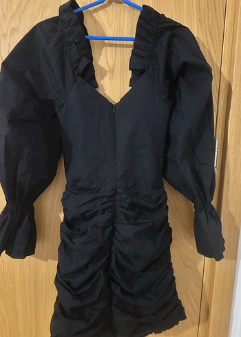 NAIA MARKA Siyah Drapeli V Yaka Mini Elbise - Görsel 9