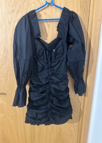 NAIA MARKA Siyah Drapeli V Yaka Mini Elbise - Görsel 2