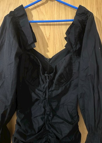 NAIA MARKA Siyah Drapeli V Yaka Mini Elbise - Görsel 7