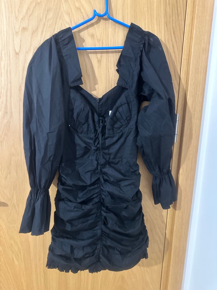 NAIA MARKA Siyah Drapeli V Yaka Mini Elbise - Görsel 3