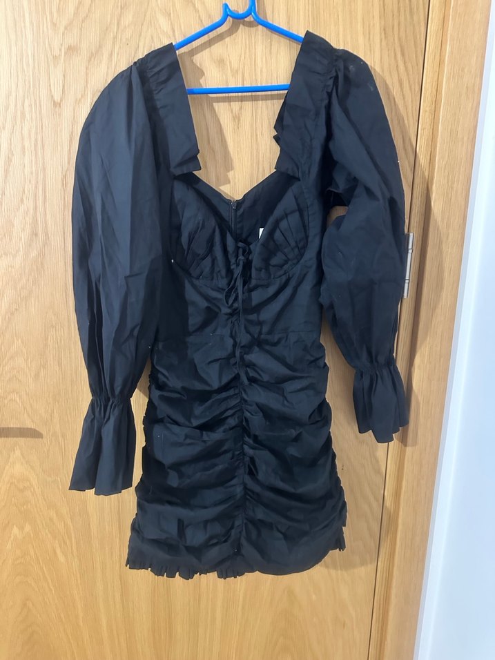 NAIA MARKA Siyah Drapeli V Yaka Mini Elbise - Görsel 2