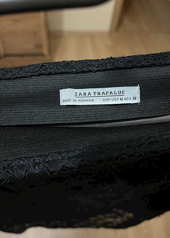 Zara Dantel Detaylı Siyah Midi Etek - Görsel 5