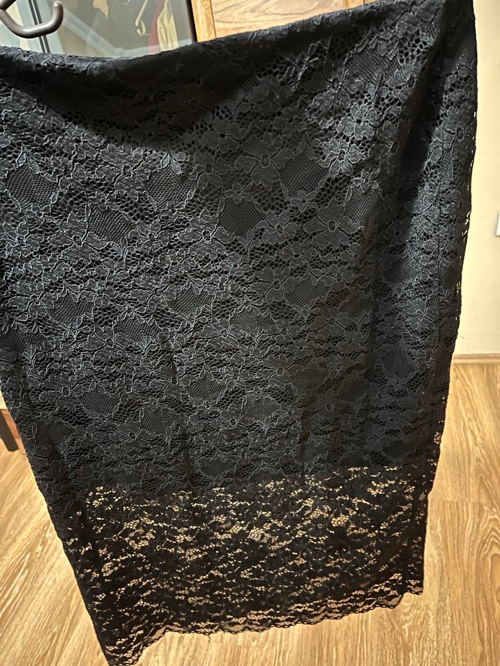 Zara Dantel Detaylı Siyah Midi Etek - Görsel 3