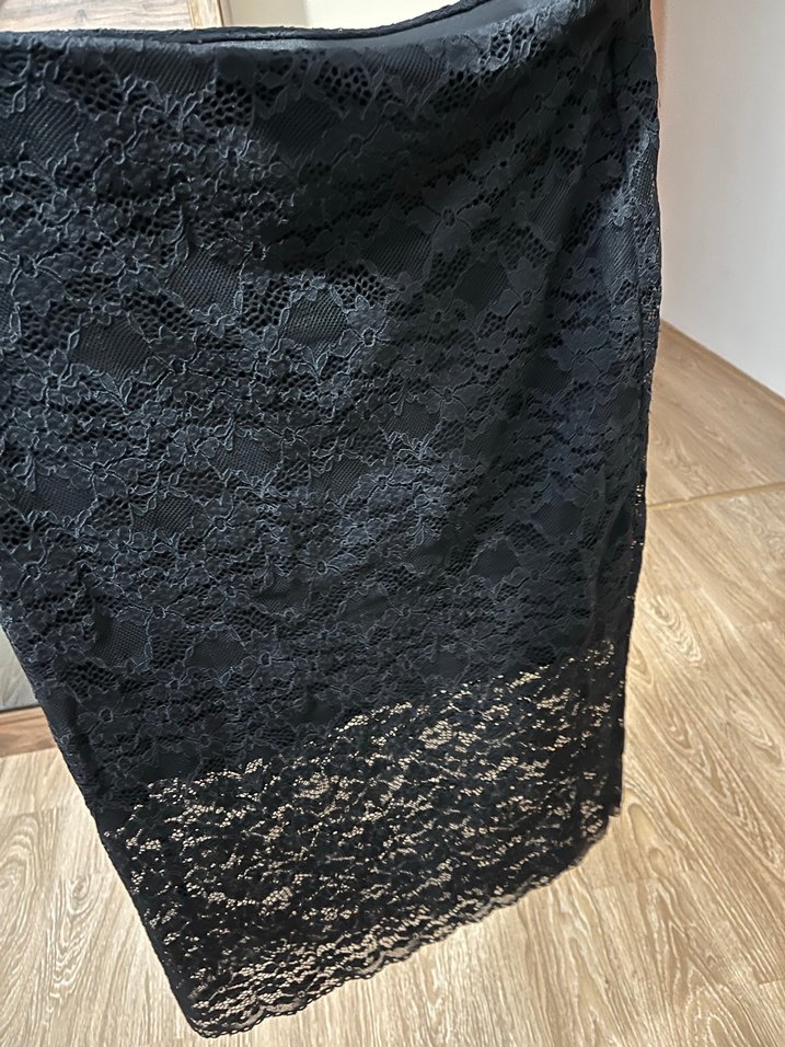 Zara Dantel Detaylı Siyah Midi Etek - Görsel 2