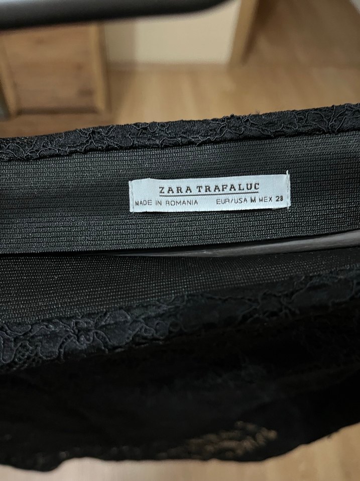 Zara Dantel Detaylı Siyah Midi Etek - Görsel 5